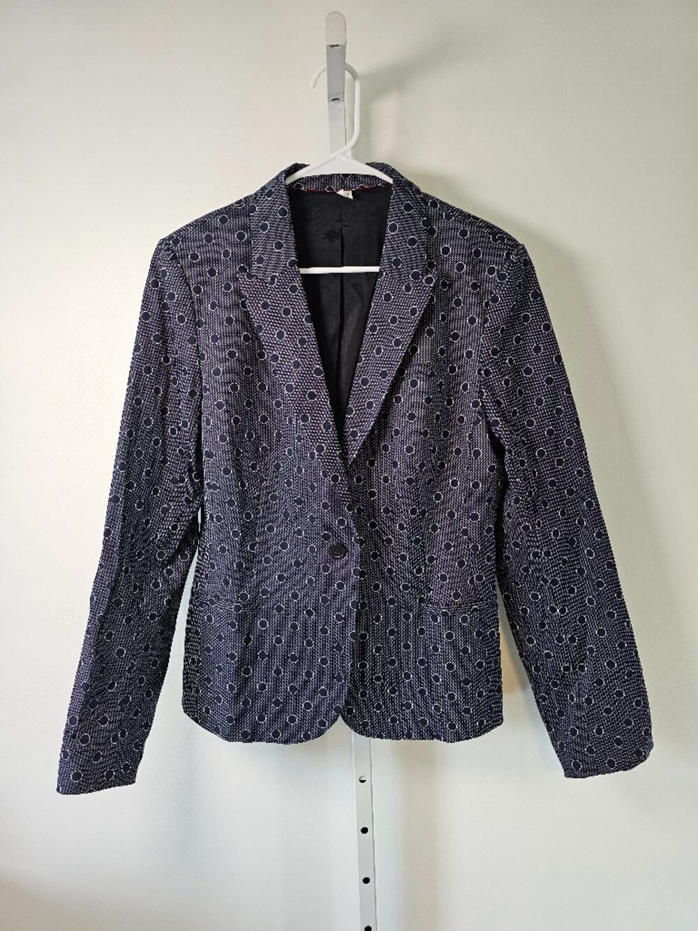 Unbranded Blazer Navy Polka Dot Stripes Single Breasted Office 16